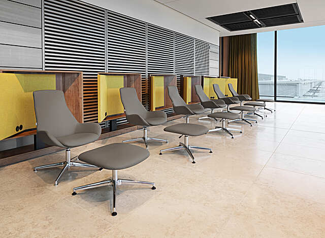 LUPINO ARMCHAIR SWIVEL HB, LUPINO LEG REST, Flughafen Berlin Brandenburg Willy Brandt, Tempelhof Lounge