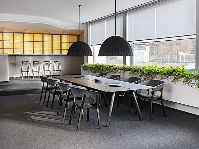 CREVA MEETING TABLE RCG, NJORD ARMCHAIR 4L LGW FL, CREVA STOOL 4L H LGW W, Infocenter Hallenberg